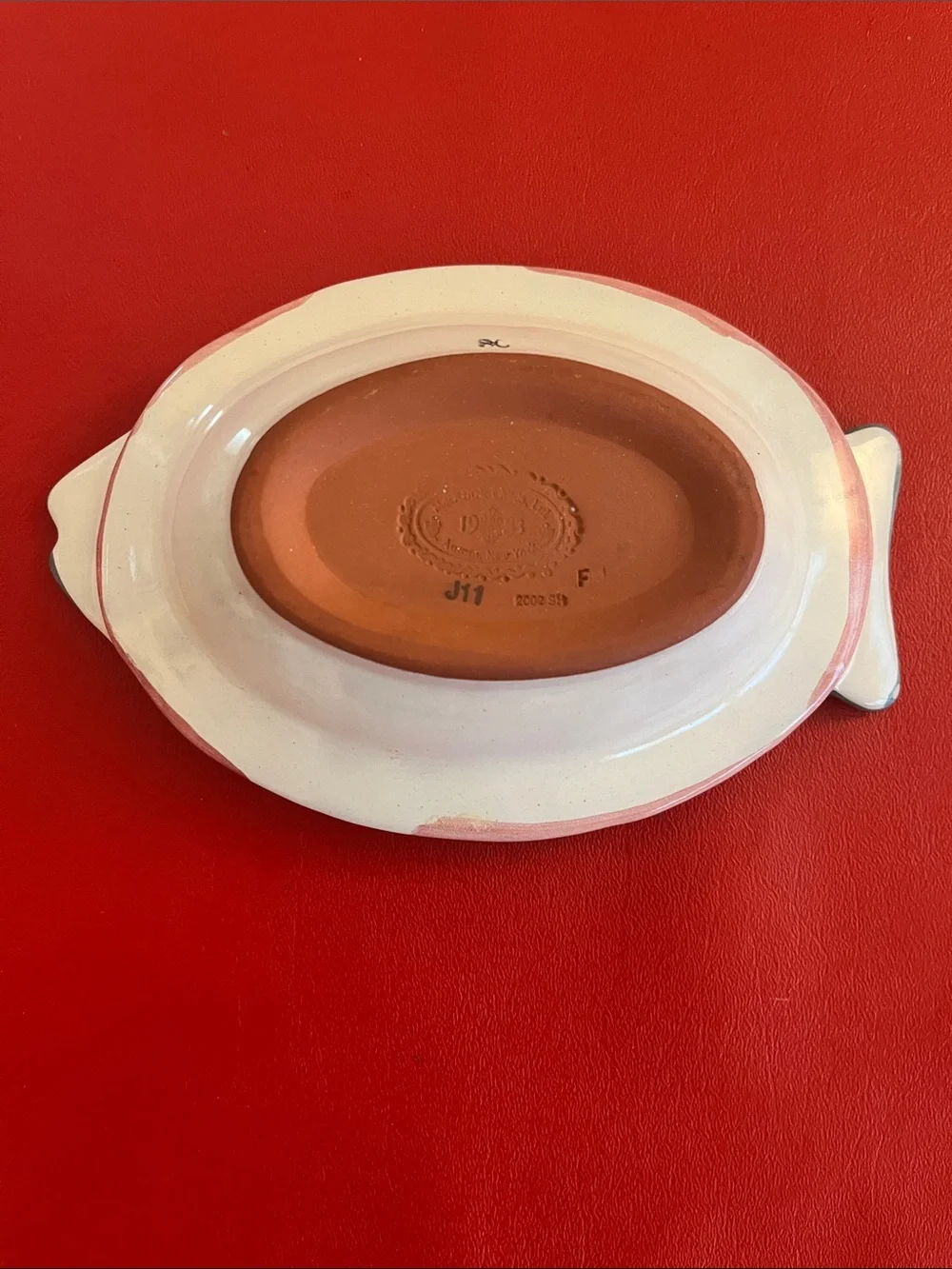 Vintage 1983 MacKenzie-Childs Hand-Painted Fish Platter in Pastel Stripes
